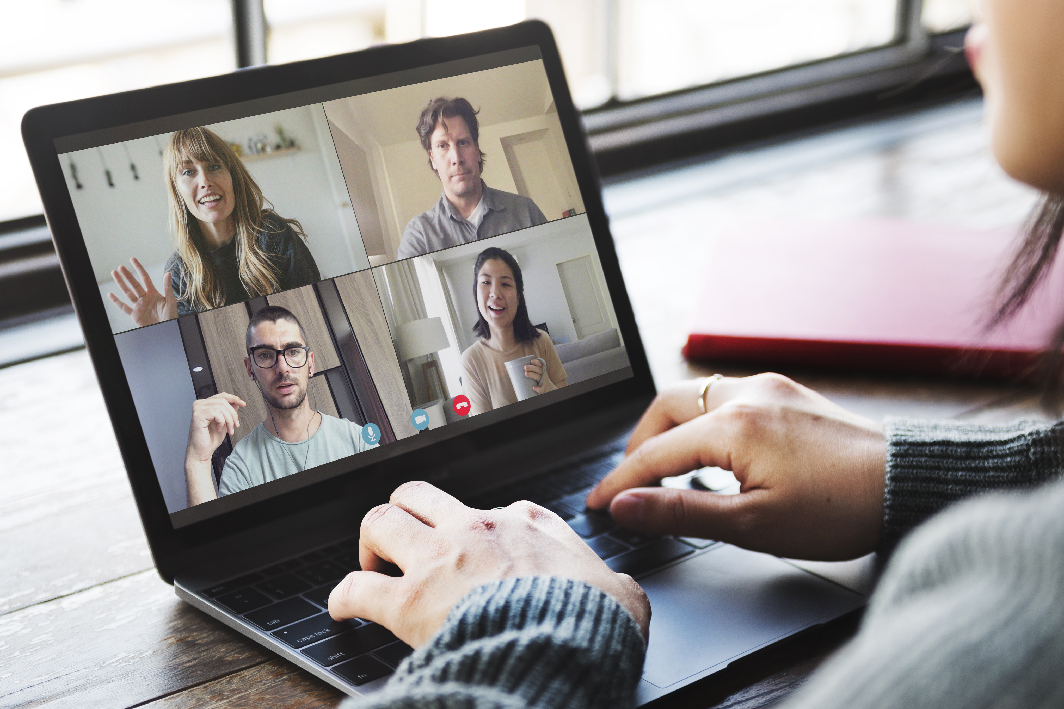 Colleagues having a video conference.