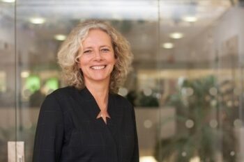 A woman looking at the camera